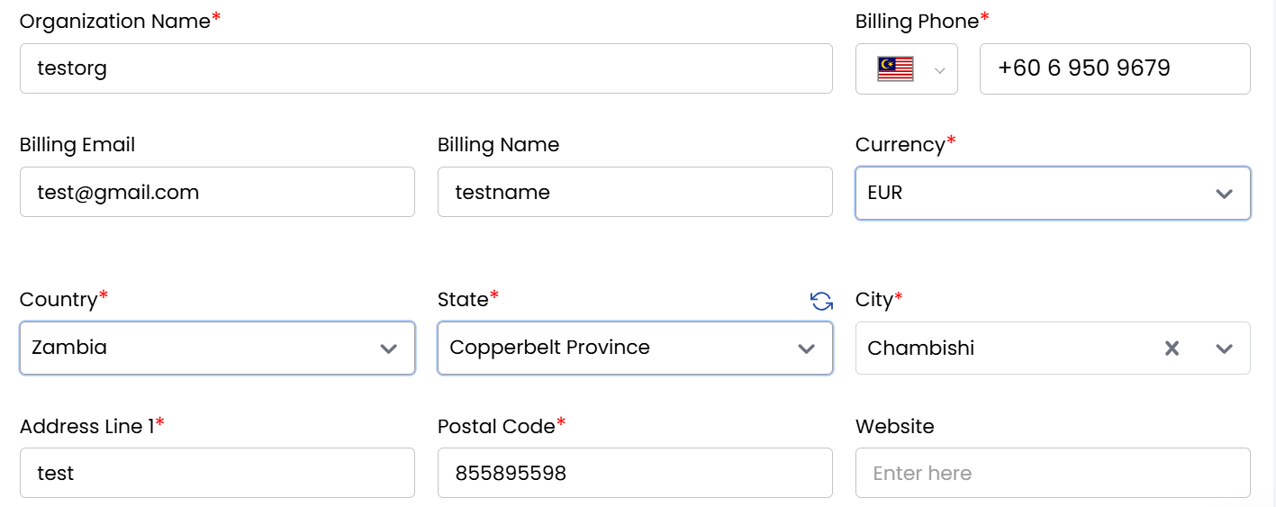 Billing Setup