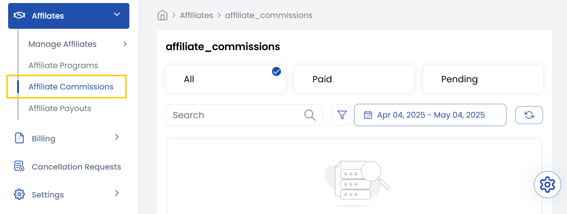Affiliate Commissions Dashboard