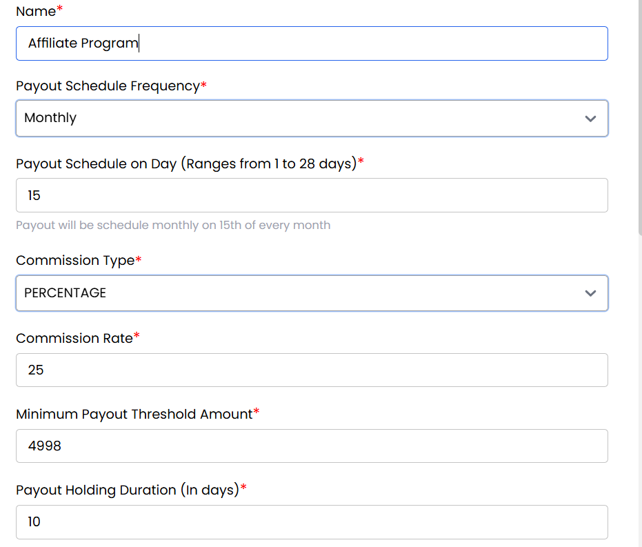 Create Affiliate Program