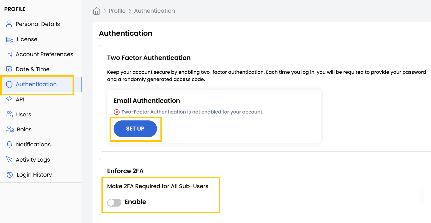 Two-Factor Authentication Setup