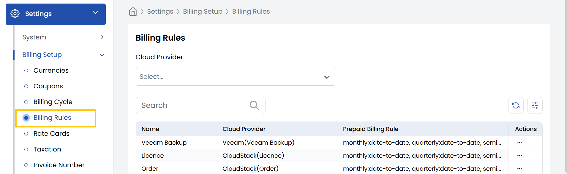 Billing Rules Management