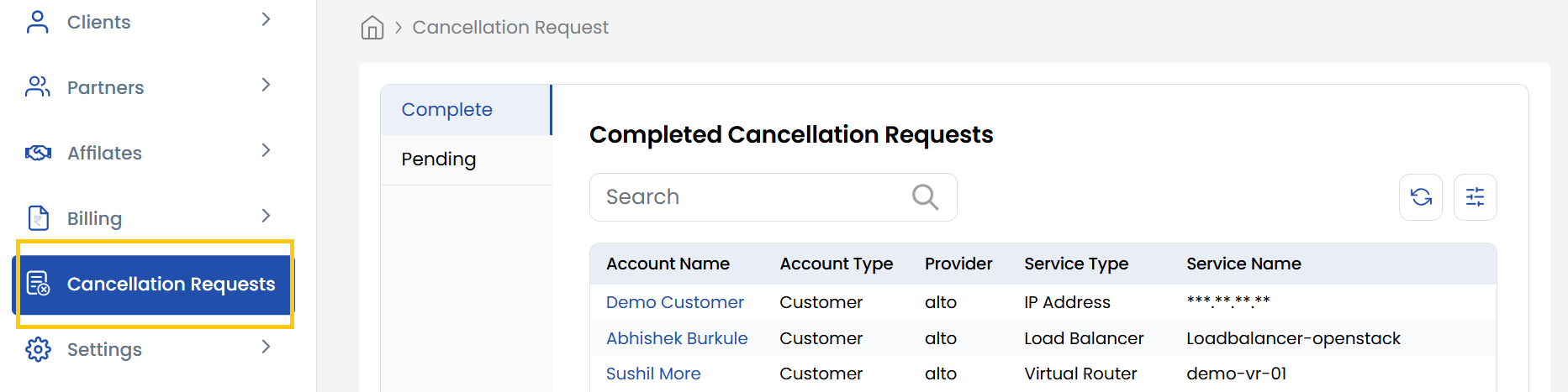 Cancellation Requests