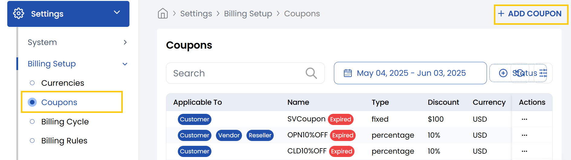 Coupon Management Dashboard