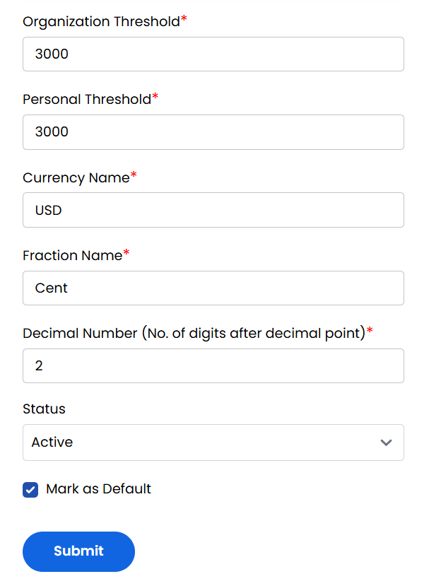 Currency Advanced Settings
