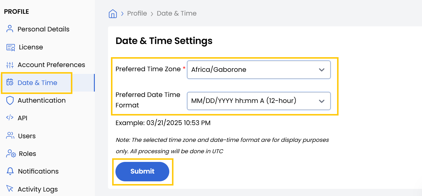 Date and Time Settings