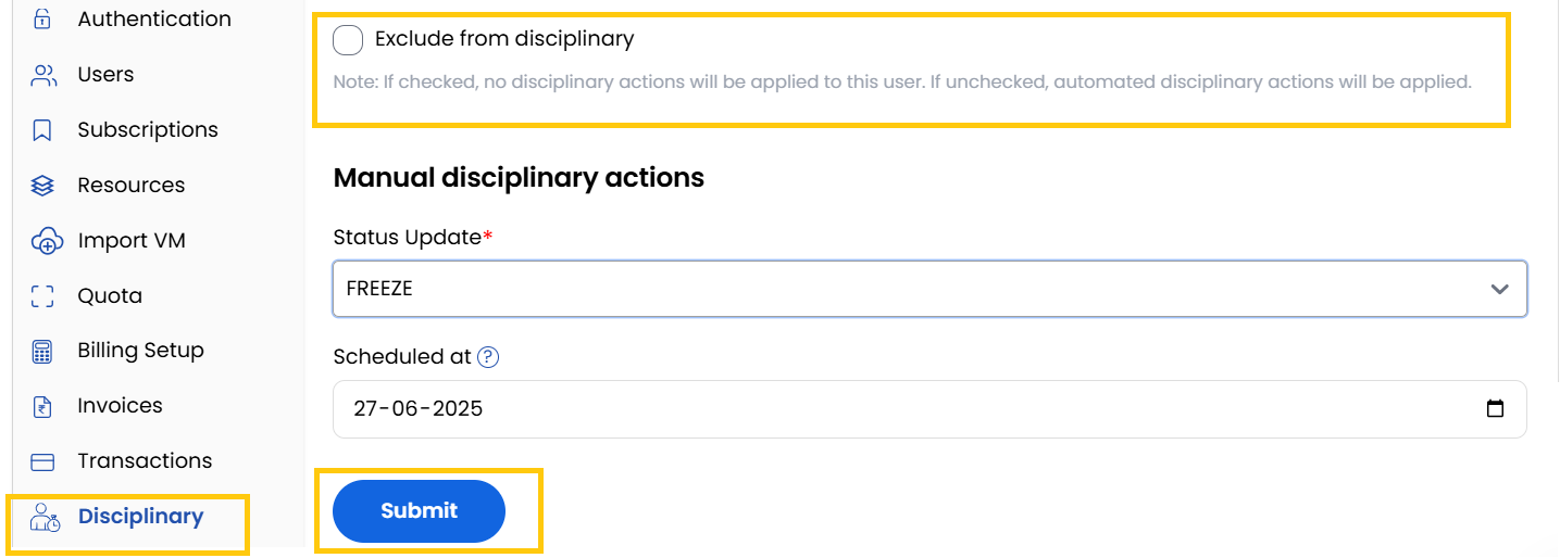 Disciplinary Settings