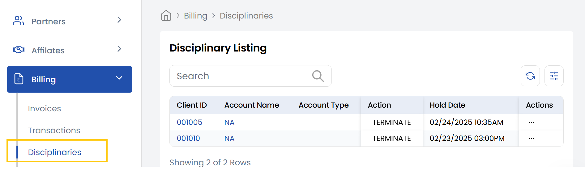 Disciplinary Actions