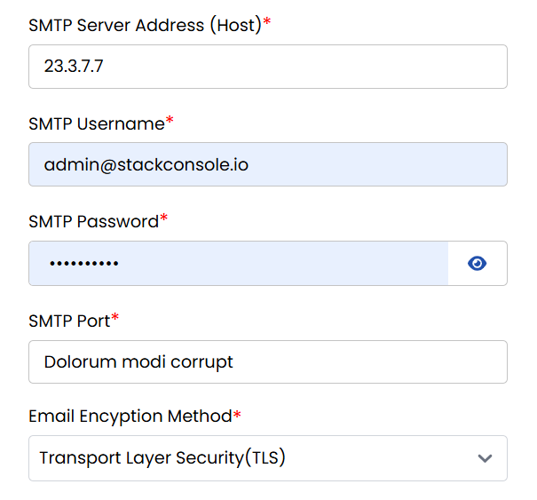 SMTP Settings Form