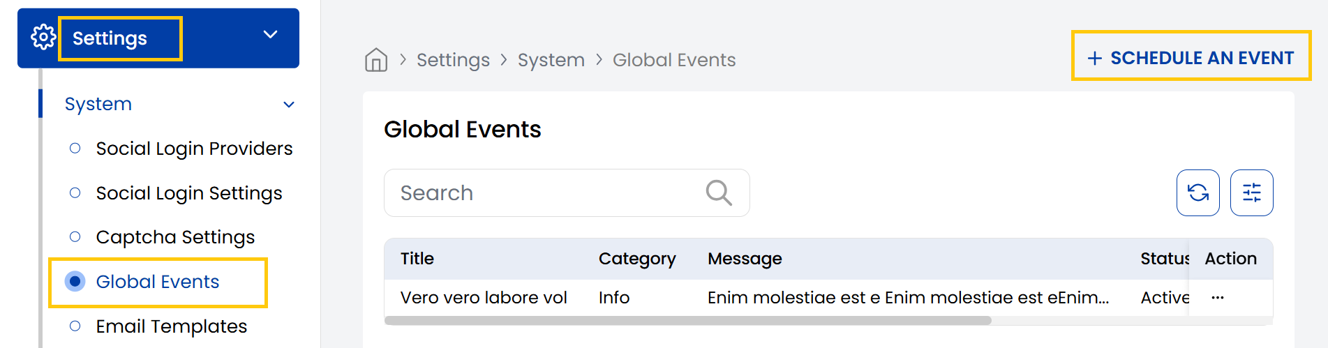 Global Events Dashboard