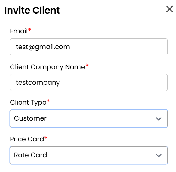 Invite Client Details