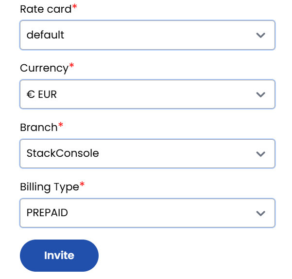 Invite Client Details