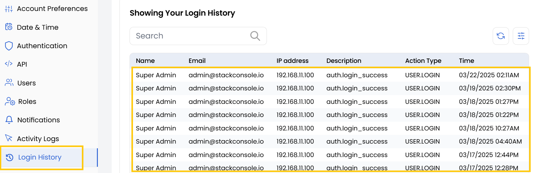 Login History