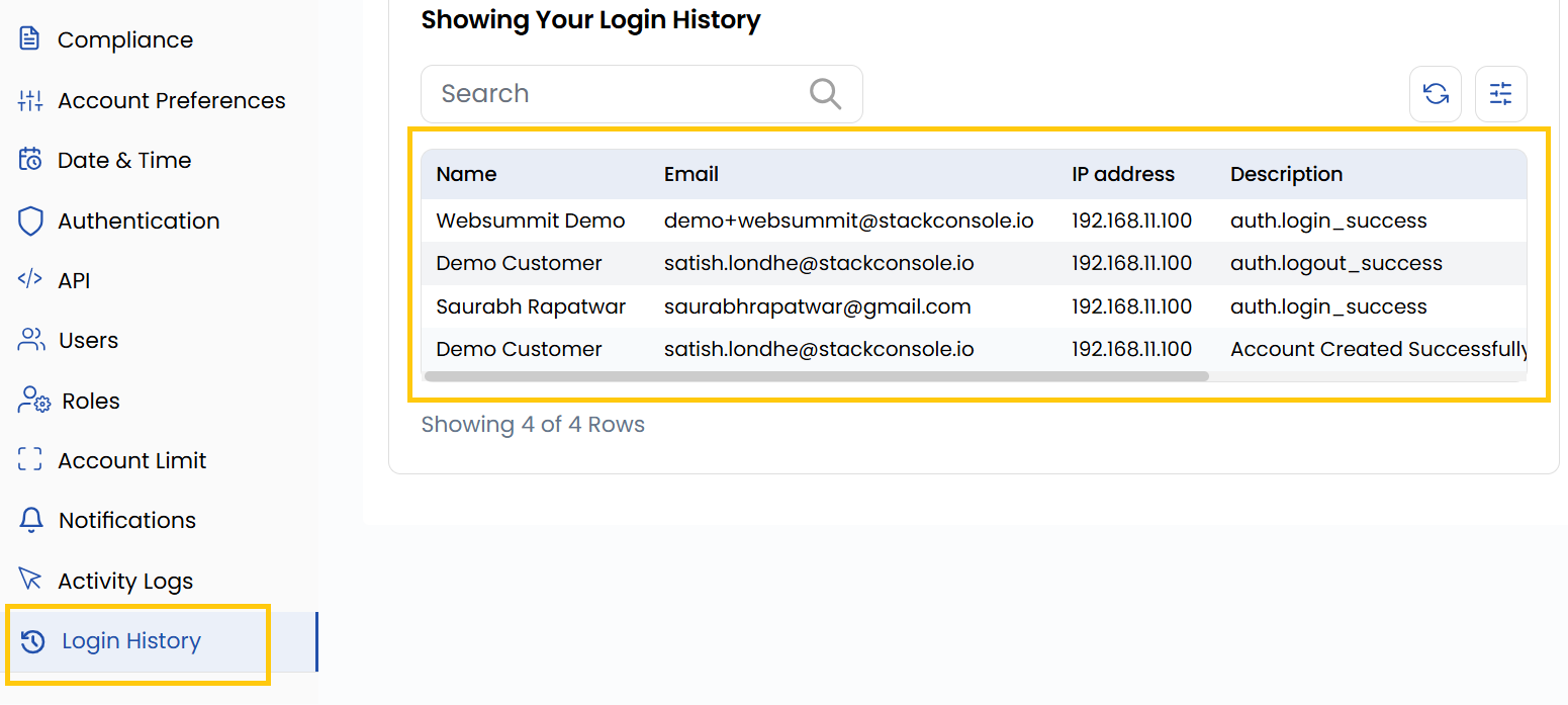 Login History