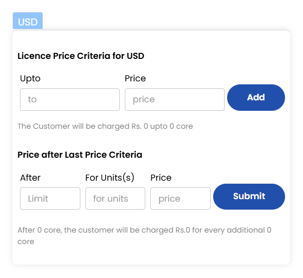 Licence Pricing Configuration
