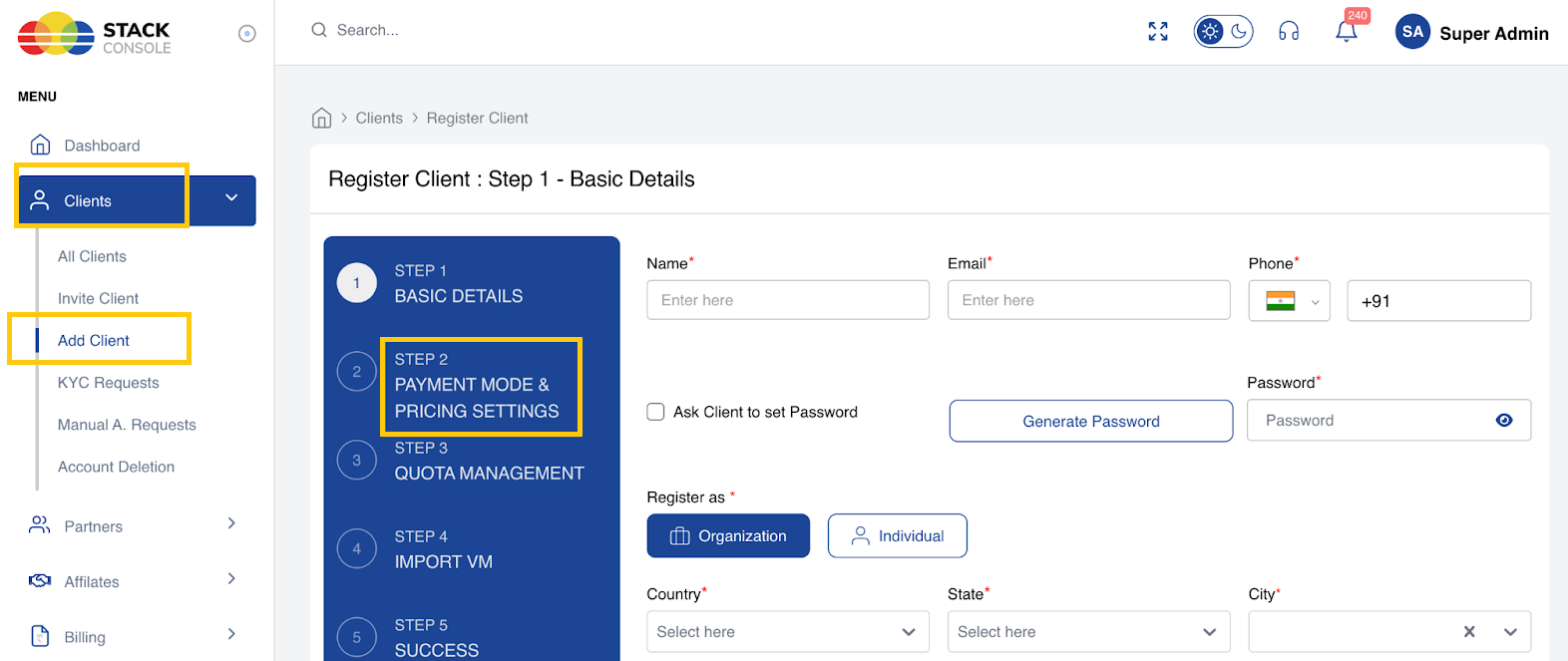 Managing account requests