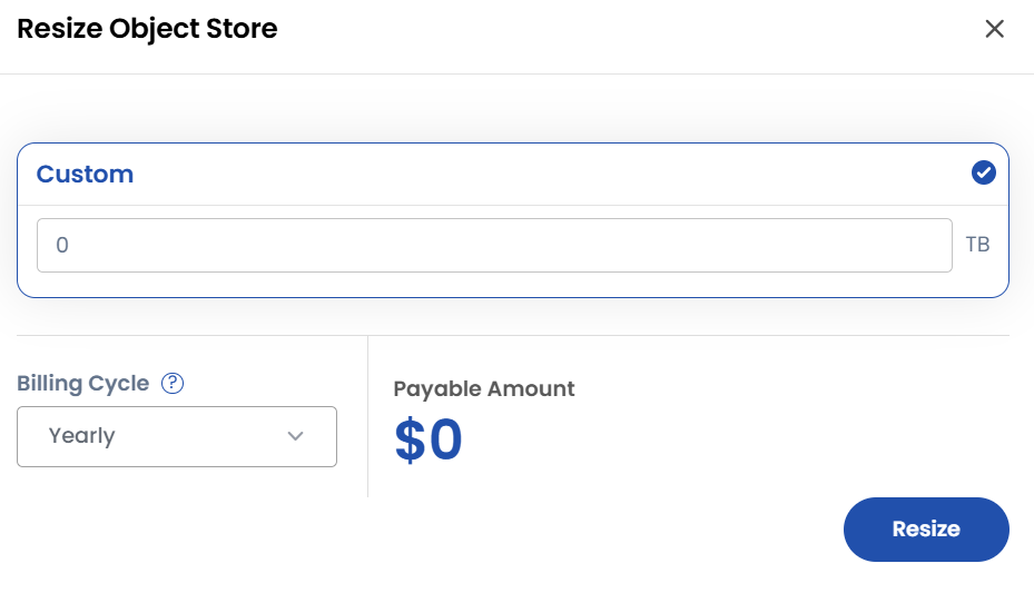 Resize Object Storage