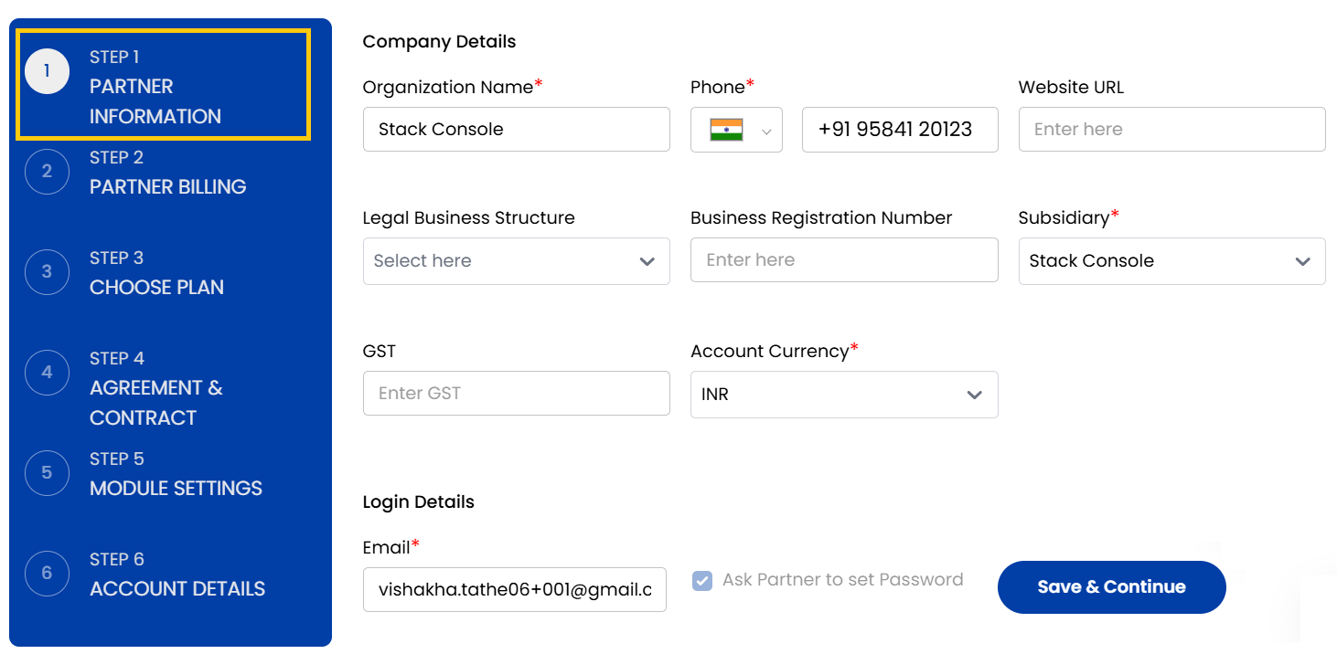 Invite Client Details