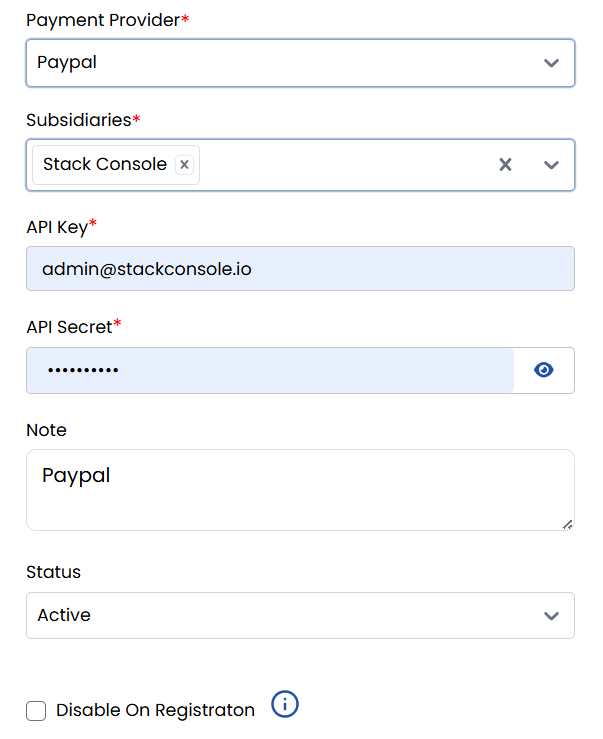 Payment Gateway Basic Settings