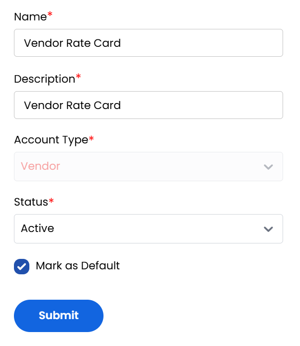 Create Rate Card