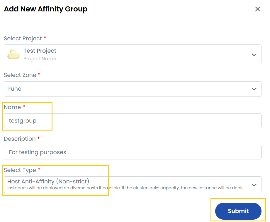 Create Affinity Group