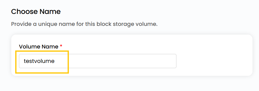 Choose Volume Name