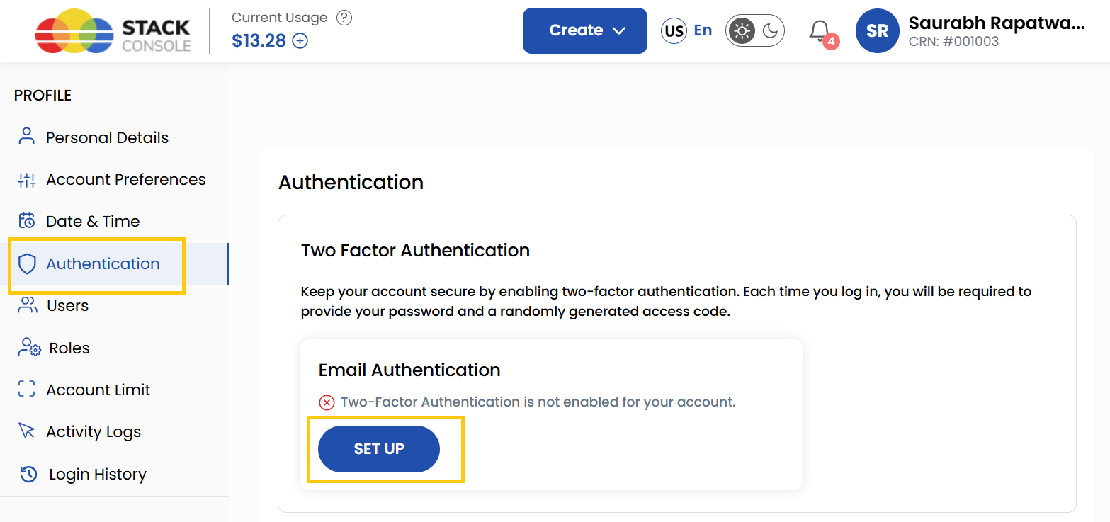 Two-Factor Authentication Setup