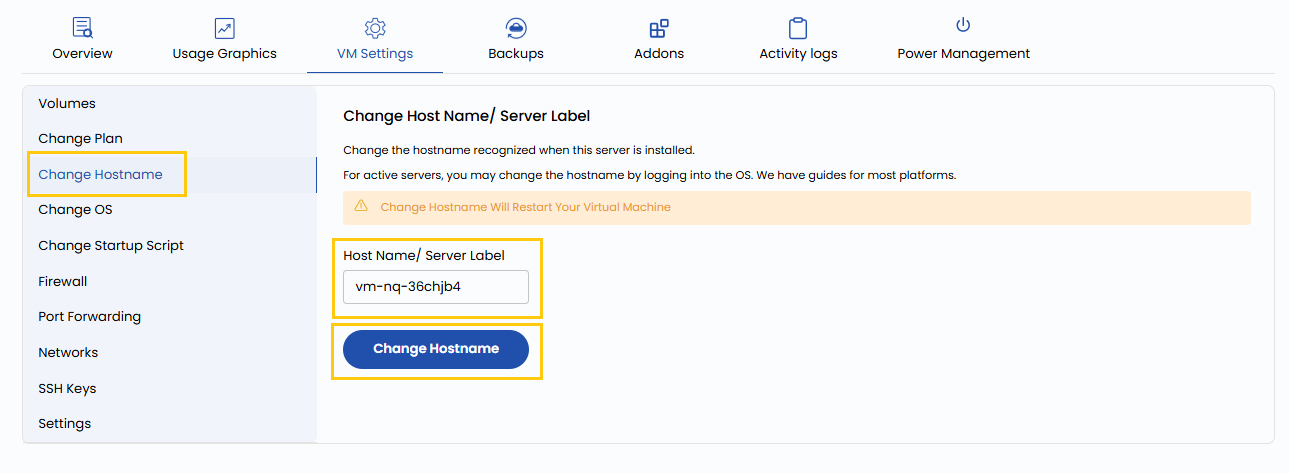 Change Hostname Settings