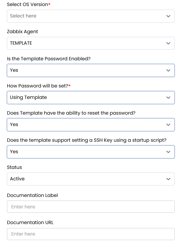VMware API Configuration Fields