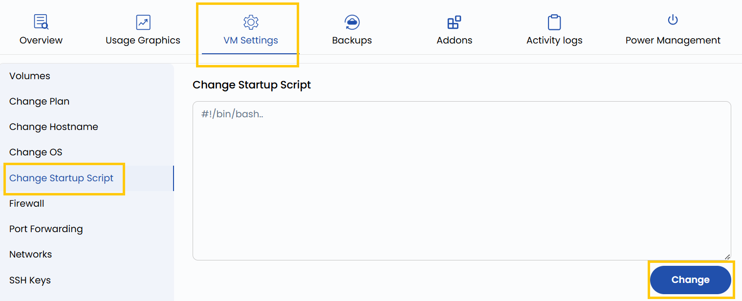 Change Startup Script