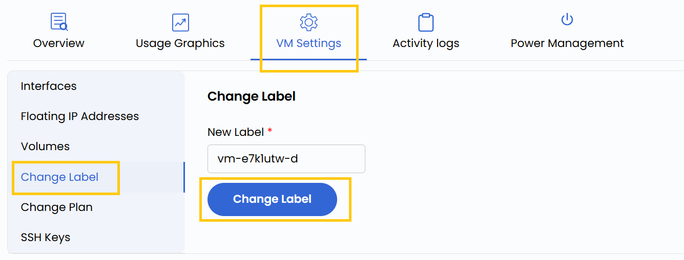 Change VM Label