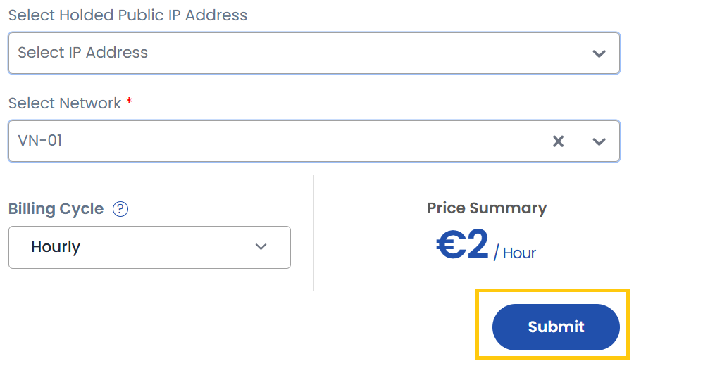 Select Billing and Submit