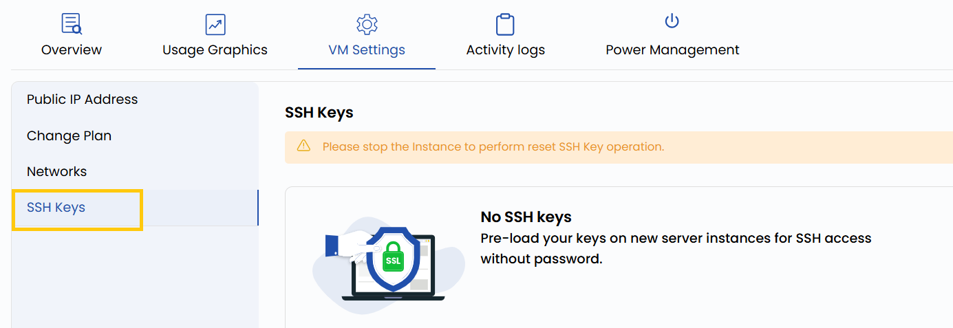 SSH Keys Section
