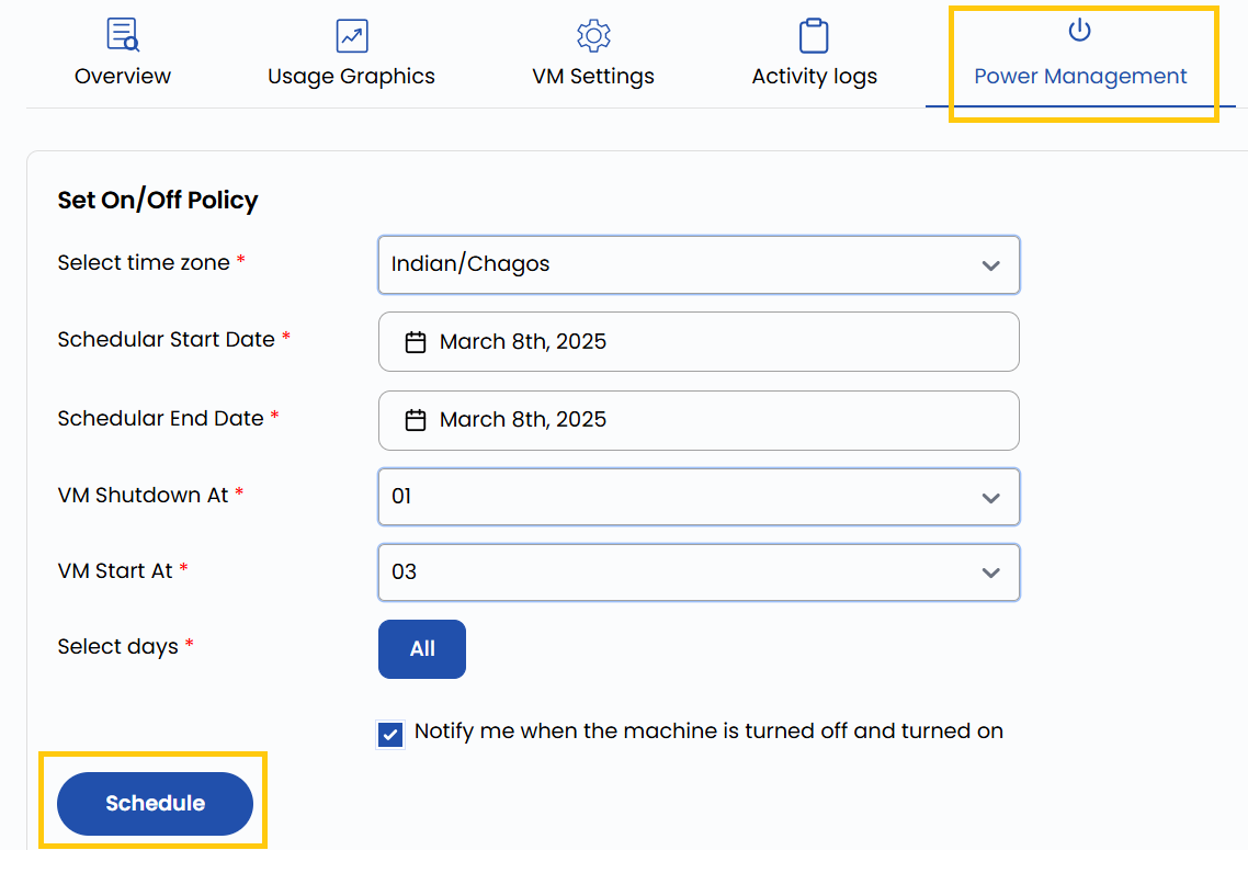 Power Management Page