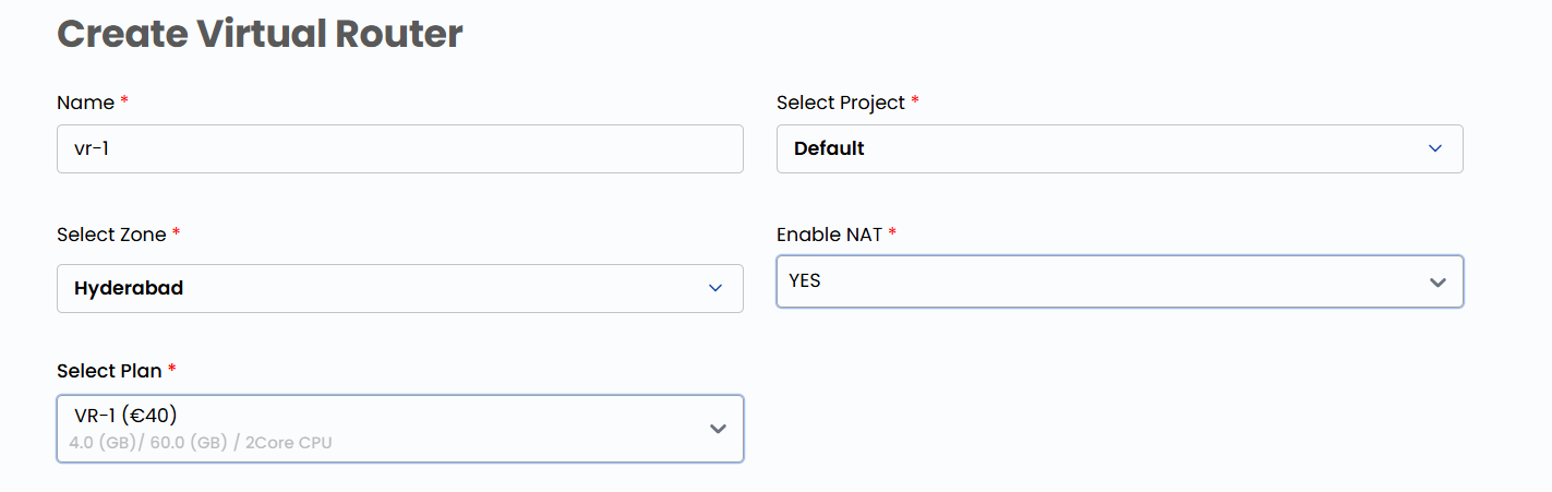 Virtual Router Configuration